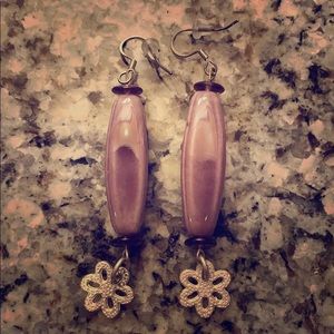 Silver earrings with a lavender stone